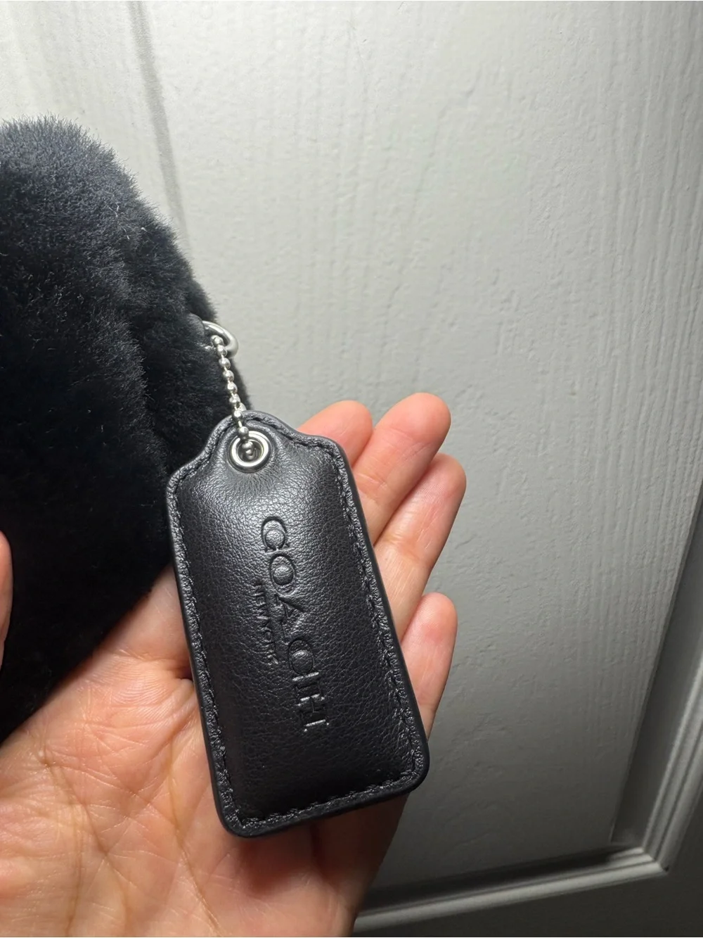 Coach Black Faux Fur Shoulder Bag with Gunmetal Chain Strap